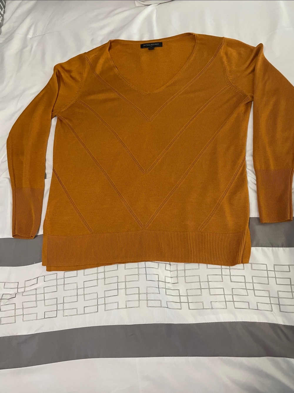 Banana Republic Deep V-Neck Sweater in Golden Ochre